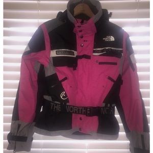 Women's THE NORTH FACE  STEEP TECH EXTREME - BELT PINK & BLACK JACKET S-Medium